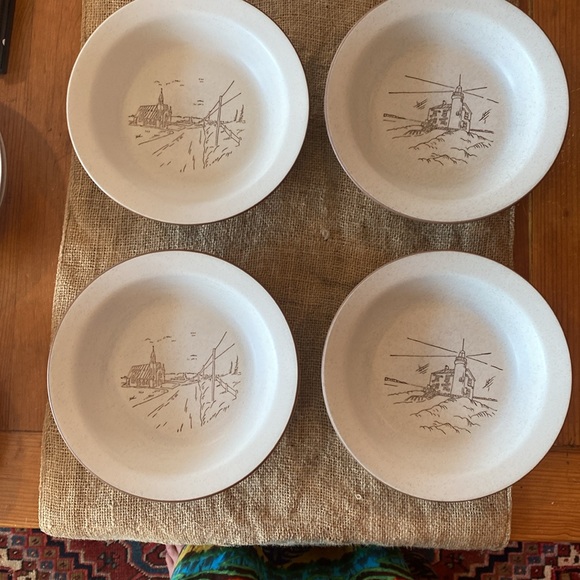 French stoneware Va Au Lave- Vaiselle fishing village Set of 4 - handmade. - Picture 11 of 14